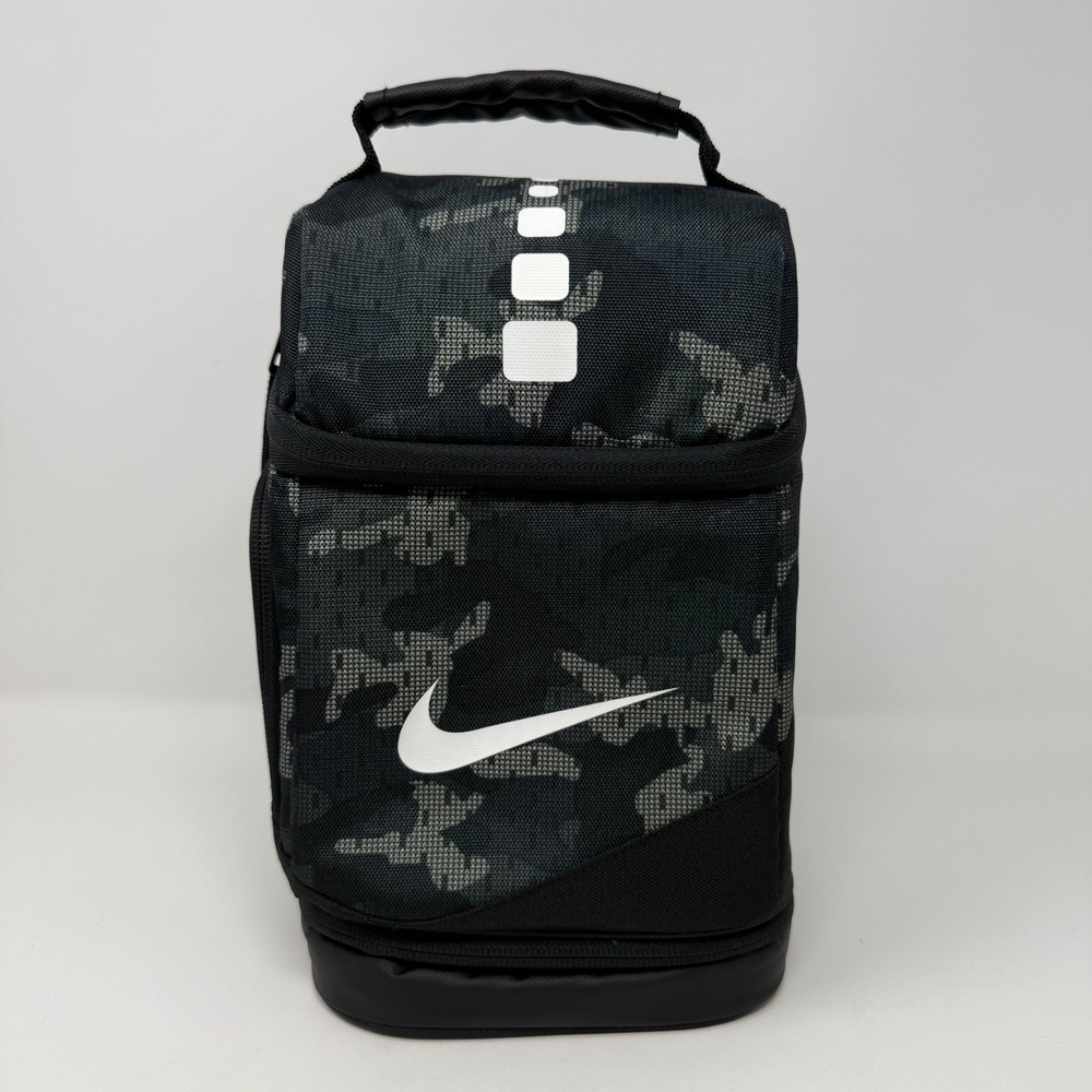 Nike Elite Fuel Pack Lunch Bag Black Gray Camo Insulated Dual Compartment Kids